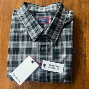 Untuckit Black & Green Plaid Wrinkle Free 100% Cotton Long Sleeves Shirt XL. NWT